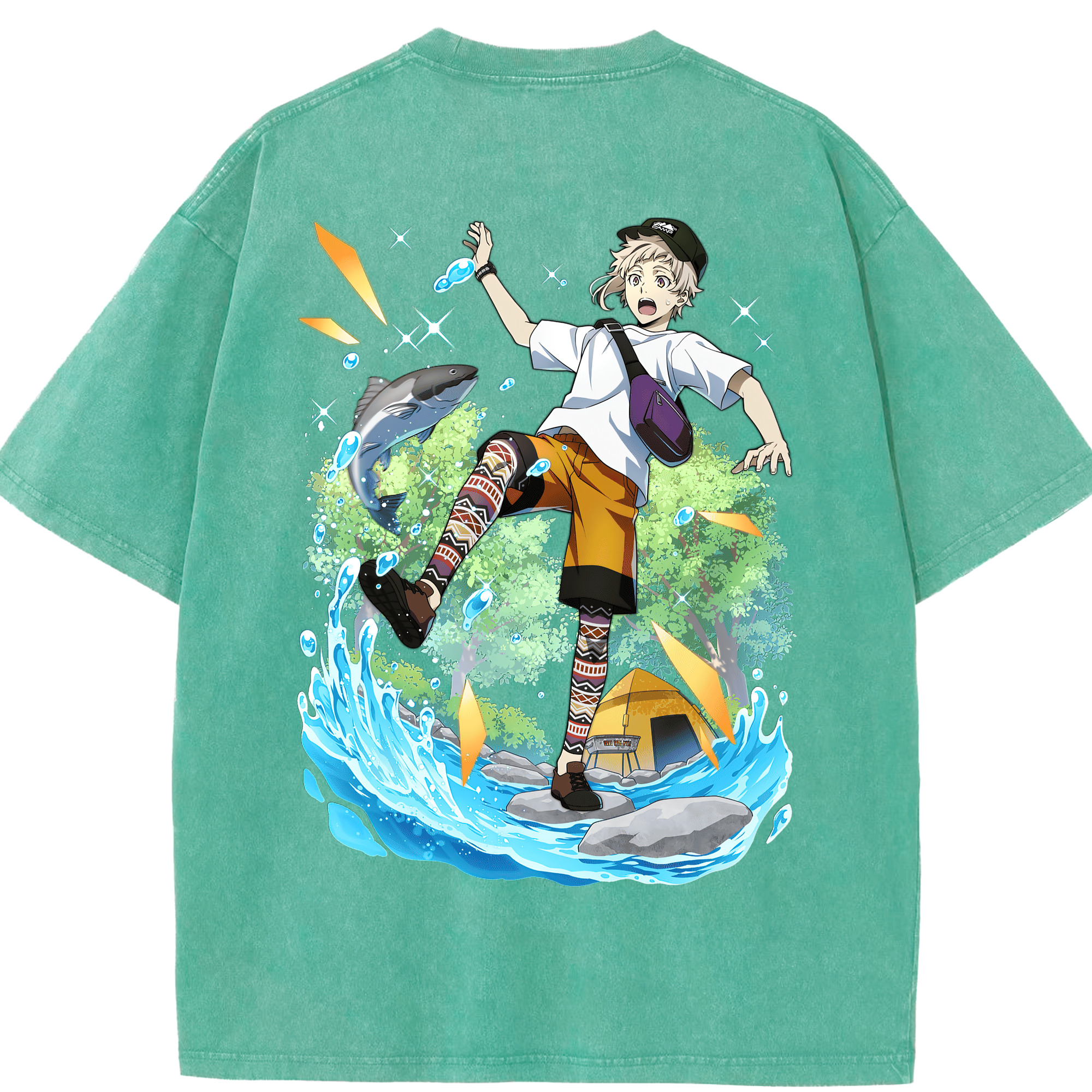 （画像用） 文豪ストレイドッグス Bungo Stray Dogs 綿100% ヴィンテージ風 半袖Tシャツ（背面プリント）